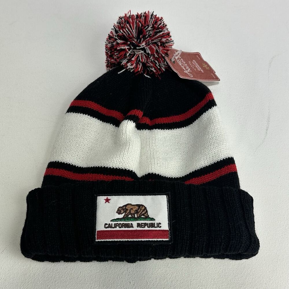 American Needle California Republic Pillow Line Knit Pom Top Beanie
